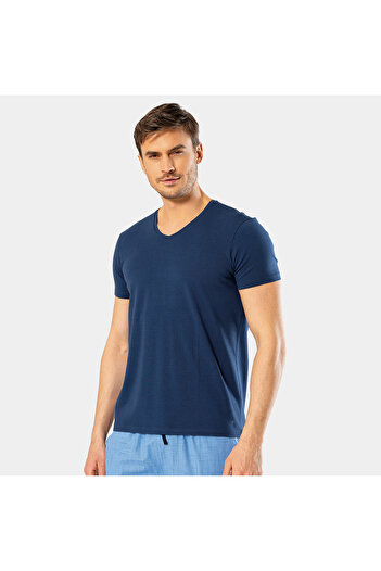 Cacharel Ανδρικό μπλουζάκι Lycra με λαιμόκοψη 1332/Indigo
