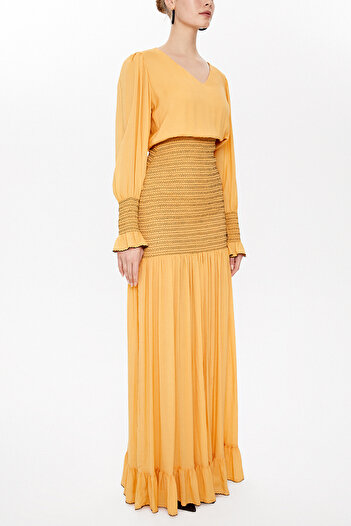 SOCIETA Long Dress with Ornamental Stitching - 92920