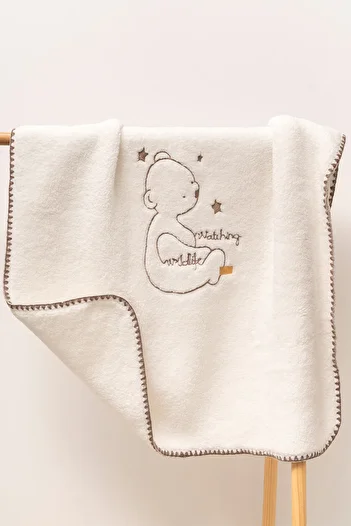 MAHFEL 100% Double Layer Fleece 1St Class Baby & Kids Blanket Ecru