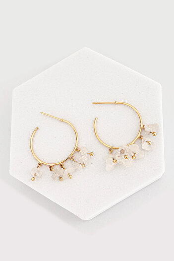 New Obsessions Quartz Dangle Hoop Earrings