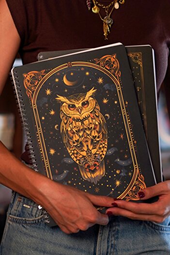 DİVAL A4 Spiral Cardboard Cover Set of 2 Checkered Lesson Programmed Note School Notebook - Owl, Deer