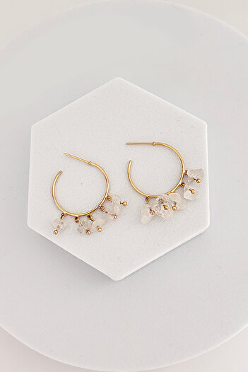 New Obsessions Quartz Dangle Hoop Earrings