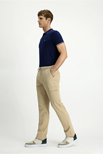 Kiğılı Regular Fit Lycra Elastic Waist Drawstring Lyocell Blend Cargo Pants
