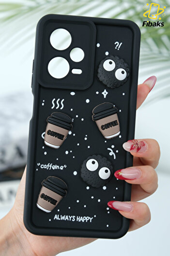 Fibaks Redmi Note 12 Pro 5g Case Designed Patterned Camera Protection Coffee Cookie Soft Silicone Cover