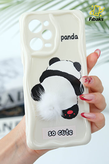 Fibaks Redmi Note 12 Pro 5g Case Designed Patterned Camera Protection Panda White Tassel Silicone Cover