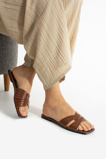 Moda Devrin Taba Gece Women's Slippers Home and Outdoor Slippers