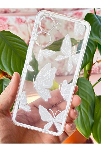 Fibaks Realme 10 4g Case Transparent Butterfly Design Patterned Camera Protection Soft Silicone Cover