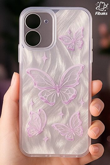 Fibaks Realme 10 Case Plug-In Camera Protected Glossy Hologram Butterfly Pattern Shock Absorbing
