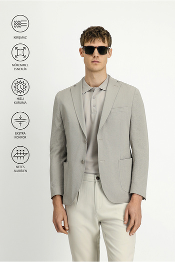 Kiğılı Techno-Line Regular Fit Patterned Seersucker Sports Jacket