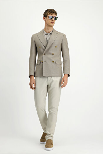 Kiğılı Slim Fit Slim Fit Patterned Double Breasted Jacket