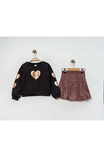 Eray Kids Girl's Heart Long Sleeve Sweatshirt Balloon Skirt Set (2-5 Years)