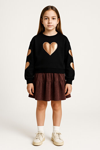 Eray Kids Girl's Heart Long Sleeve Sweatshirt Balloon Skirt Set (2-5 Years)