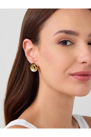 Jimmy Key Modern Earrings with Gold Color Spiral Detail