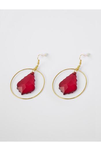Jimmy Key Red Geometric Figure Dainty Hoop Earrings