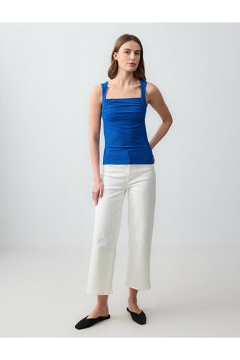 Jimmy Key Saks Square Neck Sleeveless Knitted Blouse