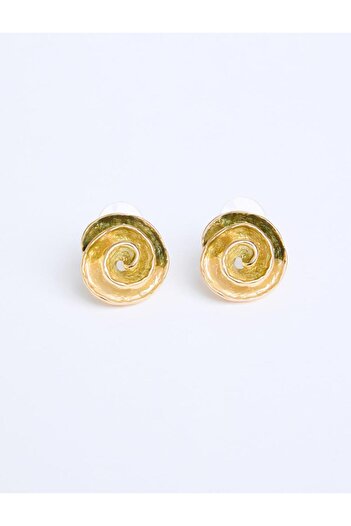 Jimmy Key Modern Earrings with Gold Color Spiral Detail