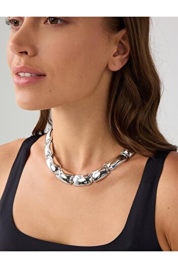 Jimmy Key Silver Color Metal Rectangular Adjustable Necklace
