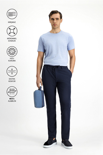 Kiğılı Techno-Line Super Slim Fit Extra Slim Fit Lycra Elastic Waist Drawstring Classic Fabric Pants