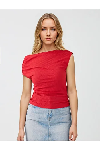 Jimmy Key Red Boat Neck Knitted Blouse