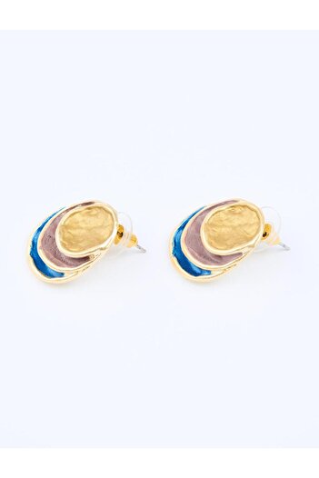 Jimmy Key Green Enamel Detailed Round Figured Earrings