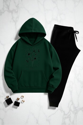uyguntarz Unisex Be Happy Printed Oversize Sweatshirt Set