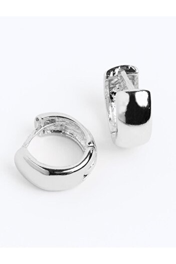 Jimmy Key Silver Color Thick Half Hoop Earrings