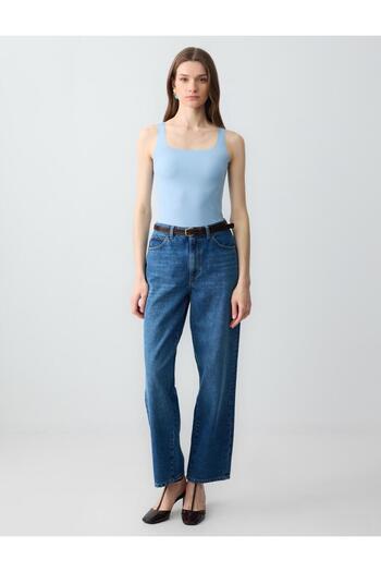Jimmy Key Blue U Neck Slim Fit Sleeveless Knitted Tank Top