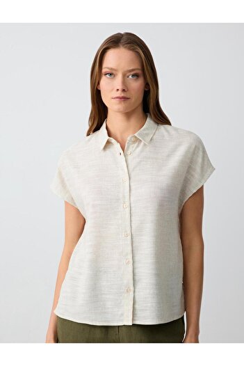 Jimmy Key Stone Short Sleeve Straight Cut Linen Blend Shirt