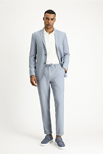 Kiğılı Super Slim Fit Extra Slim Fit Elastic Waist String Seersucker Lycra Classic Fabric Trousers