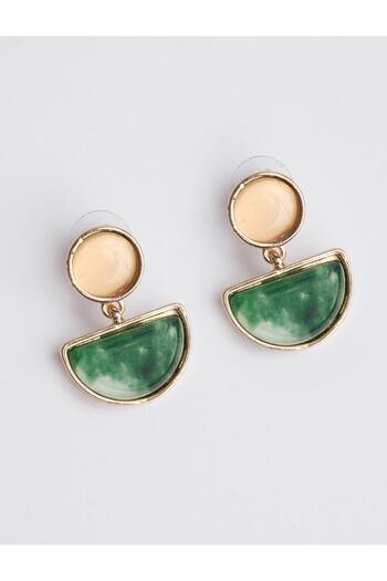 Jimmy Key Green Modern Figured Dangle Earrings