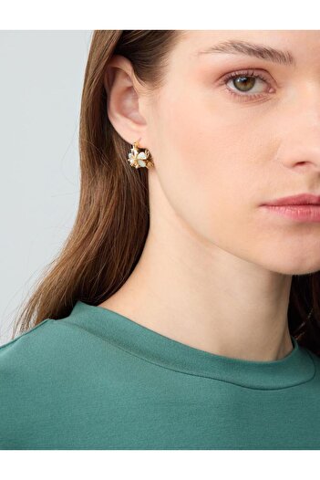 Jimmy Key Blue Pearl Flower Figured Earrings