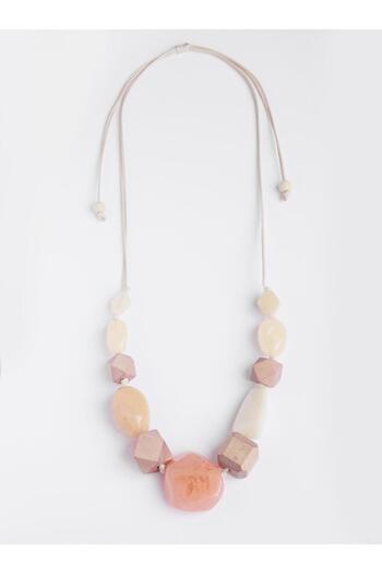 Jimmy Key Orange Geometric Figured Drawstring Adjustable Necklace