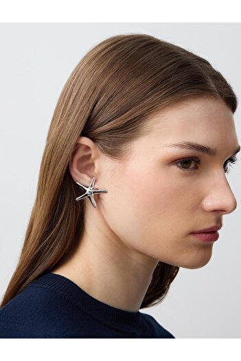 Jimmy Key Silver Color Star Figured Metal Earrings