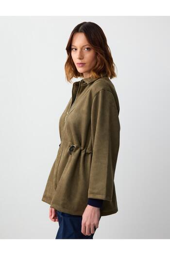 Jimmy Key Χακί Χαλαρή Εφαρμογή Μέσης Lace Up Suede Look Jacket