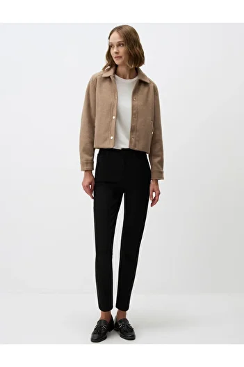 Jimmy Key Beige Long Sleeve Snap Detailed Stitched Jacket