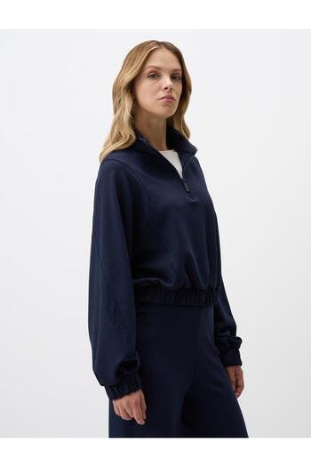 Jimmy Key Μακρυμάνικο κοντό πλεκτό φούτερ Navy Blue Turtleneck