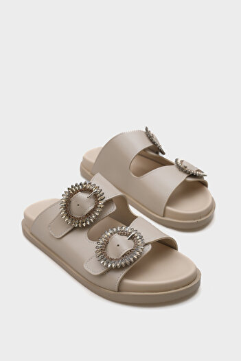 Capone Outfitters Marice Stone Buckle Flat Heeled Women's Slippers