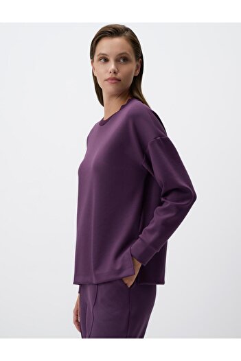 Jimmy Key Mor Bisiklet Yaka Uzun Kollu Oversize Sweatshirt