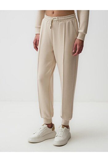 Jimmy Key Ψηλόμεσο μπεζ παντελόνι Jogger - Skinny Leg and Pocket