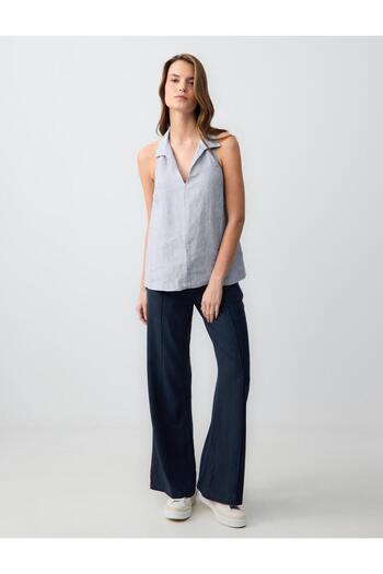 Jimmy Key Bluză de in - Blue Melange, Halter