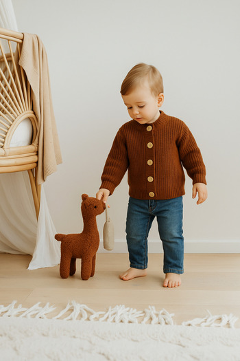 rg kidsstore Crew Neck Unisex Baby Knitwear Cardigan - Buttoned