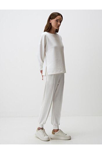 Jimmy Key Λευκό Skinny Leg Jogger παντελόνι με ψηλόμεσες τσέπες
