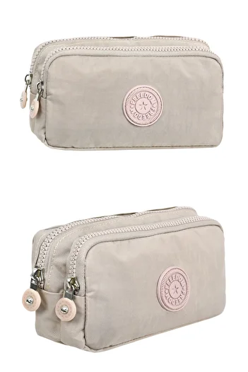 Çanta Trend Crinkle Fabric Double Compartment Pencil Holder Pencil Case