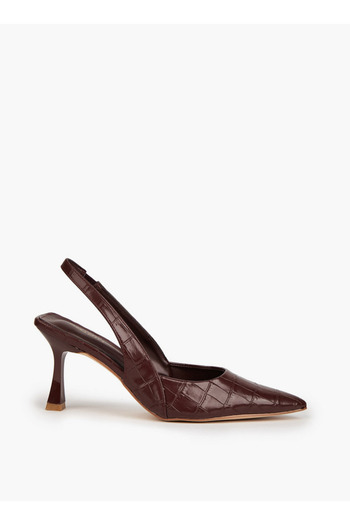 Flora Bella by Shoexpress Textured Slingback Shoes with Flared Heels
