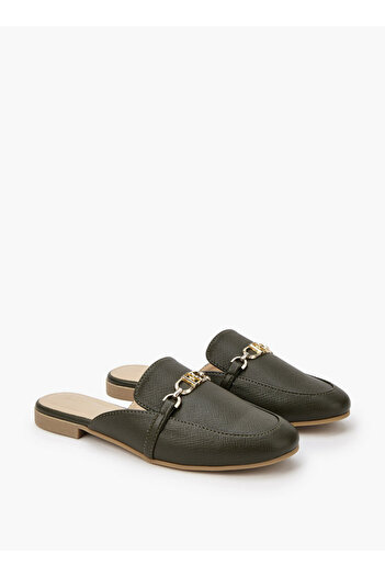 Flora Bella by Shoexpress Textured Chain Detail Slip-On Mules