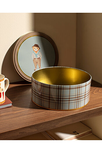 Madame Coco Jolie Round Metal Box - Large Size - Blue/Mink