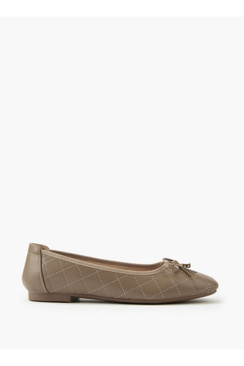 Flora Bella by Shoexpress Quilted Ballerina Shoes with Bow Detail