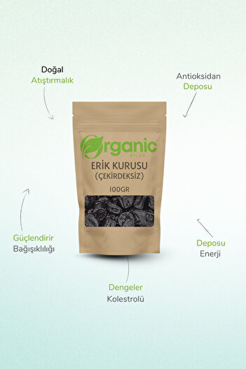 Organic Kiler Seedless Prune 100Gr Delicious & Natural - Healthy Snack & Snack