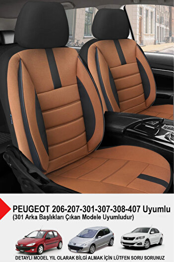GM-DESIGN Onyx Tan Car Seat Cover - (Compatible with Peugeot 206-207-208-306-307-407)