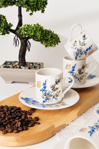 AEN PORSELEN Florya Coffee Cup Set for 6 People, 12 Pieces